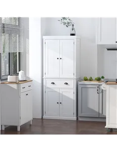 HOMCOM Freestanding Kitchen Cupboard, 184cm Tall Storage Cabinet with Doors and Shelves, Traditional Colonial 4-Door Kitchen Pan 2