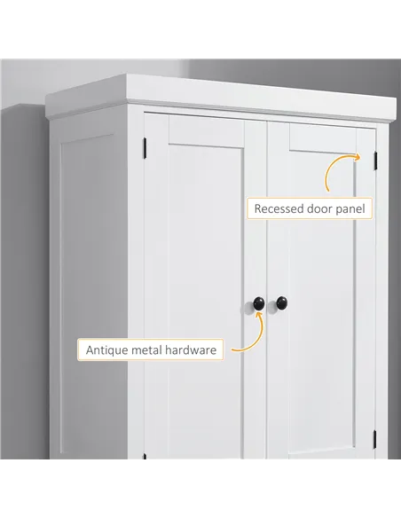 HOMCOM Freestanding Kitchen Cupboard, 184cm Tall Storage Cabinet with Doors and Shelves, Traditional Colonial 4-Door Kitchen Pan