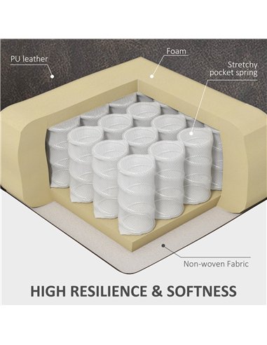 HOMCOM Manual Reclining Chair, Recliner Armchair with Faux Leather, Footrest, Cup Holders, 86x93x102cm, Brown