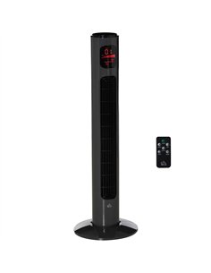 HOMCOM 38'' Freestanding Tower Fan, 3 Speed 3 Mode, 12h Timer, 70 Degree Oscillation, LED Panel, 5M Remote Controller, Dark Grey