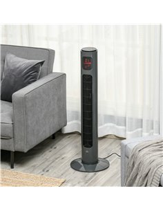 HOMCOM 38'' Freestanding Tower Fan, 3 Speed 3 Mode, 12h Timer, 70 Degree Oscillation, LED Panel, 5M Remote Controller, Dark Grey 2