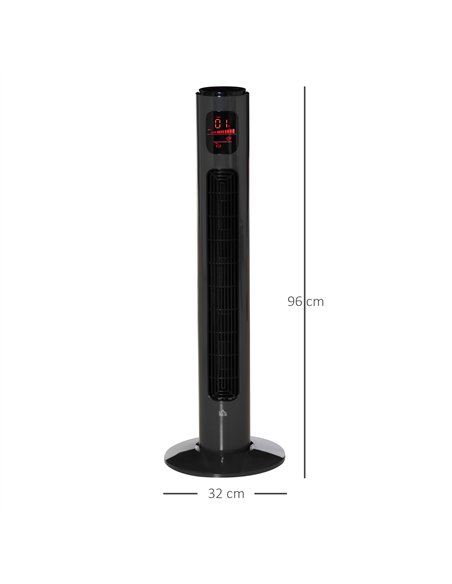 HOMCOM 38'' Freestanding Tower Fan, 3 Speed 3 Mode, 12h Timer, 70 Degree Oscillation, LED Panel, 5M Remote Controller, Dark Grey