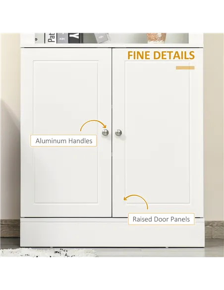 HOMCOM Kitchen Cupboard with 6-tier Shelving, Freestanding Storage Cabinet, Pantry Cupboard with 3 Open Compartments and Double-