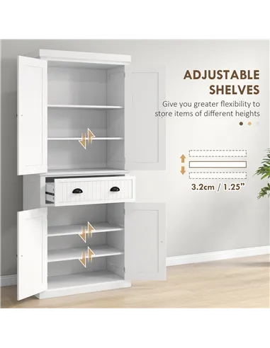 HOMCOM Freestanding Multi-Storage Kitchen Cabinet - White