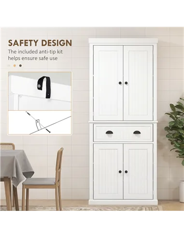 HOMCOM Freestanding Multi-Storage Kitchen Cabinet - White