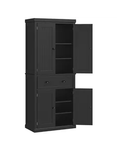 HOMCOM Freestanding Multi-Storage Kitchen Cabinet - Black