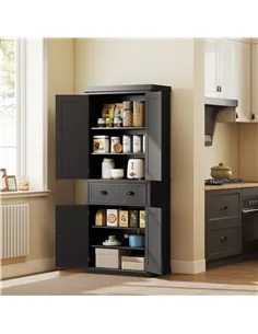 HOMCOM Freestanding Multi-Storage Kitchen Cabinet - Black 2
