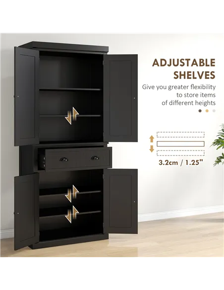 HOMCOM Freestanding Multi-Storage Kitchen Cabinet - Black