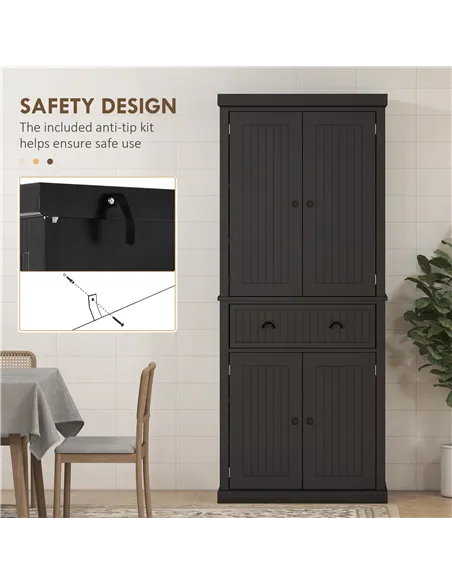 HOMCOM Freestanding Multi-Storage Kitchen Cabinet - Black