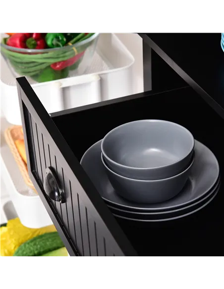 HOMCOM Freestanding Multi-Storage Kitchen Cabinet - Black