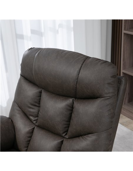 HOMCOM Manual Reclining Chair, Recliner Armchair with Faux Leather, Footrest, Cup Holders, 86x93x102cm, Brown