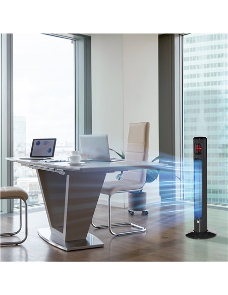 HOMCOM 38'' Freestanding Tower Fan, 3 Speed 3 Mode, 12h Timer, 70 Degree Oscillation, LED Panel, 5M Remote Controller, Dark Grey