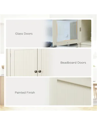 HOMCOM Freestanding Kitchen Cupboard, 5-tier Storage Cabinet with Adjustable Shelves and Drawer for Living Room, Dining Room, Cr