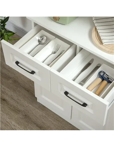 HOMCOM Kitchen Cupboard, Freestanding Storage Cabinet with 2 Adjustable Shelves, 2 Drawers and Open Counter for Living Room, Din