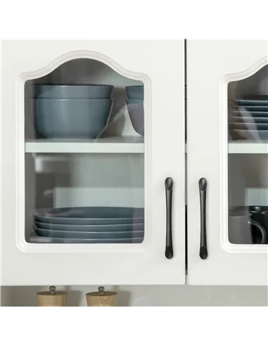 HOMCOM Kitchen Cupboard, Freestanding Storage Cabinet with 2 Adjustable Shelves, 2 Drawers and Open Counter for Living Room, Din