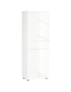 HOMCOM 4-Door Kitchen Cupboard, Tall Freestanding 5-Tier Storage Cabinet with 3 Adjustable Shelves, 2 Drawers for Living Room, D