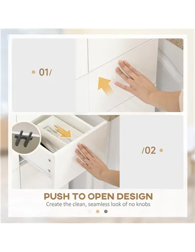 HOMCOM 4-Door Kitchen Cupboard, Tall Freestanding 5-Tier Storage Cabinet with 3 Adjustable Shelves, 2 Drawers for Living Room, D