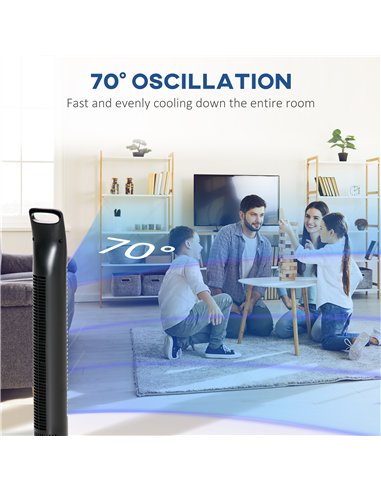 HOMCOM 31" Oscillating Tower Fan with Remote Control, 7.5H Timer, 3 Speed 3 Modes, Electric Floor Standing Cooling Fan for Home 