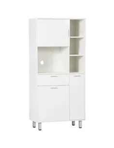 HOMCOM Kitchen Cupboard, Modern Kitchen Storage Cabinet with Shelves and Drawer, Free Standing Kitchen Units, 166 cm, White