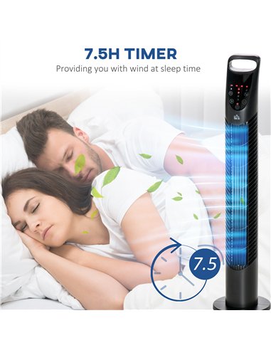 HOMCOM 31" Oscillating Tower Fan with Remote Control, 7.5H Timer, 3 Speed 3 Modes, Electric Floor Standing Cooling Fan for Home 