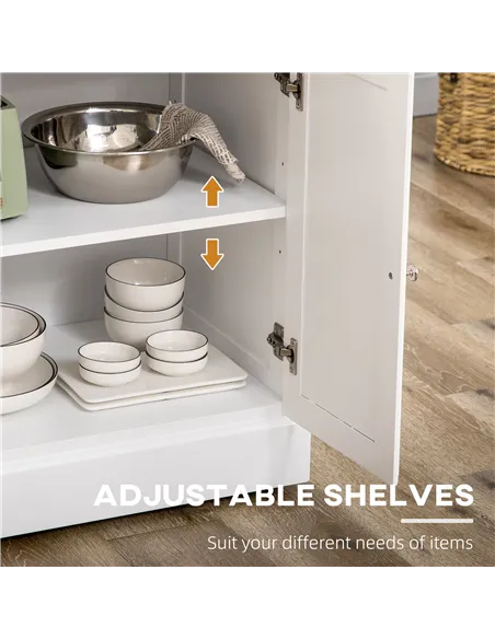 HOMCOM Kitchen Island with Storage Rolling Kitchen Serving Cart with Rubber Wood Top Towel Rack Storage Drawer Cabinet White