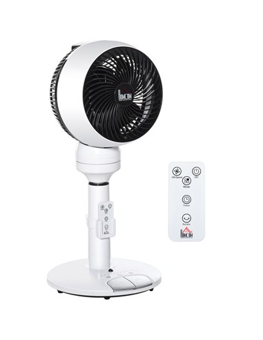 HOMCOM 9'' Air Circulator Fan 3 Speed 3 Mode, 70° Oscillation 90° Vertical Tilt, Height Adjustable, Remote Controller, for Livin