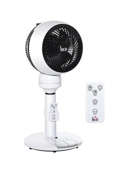 HOMCOM 9'' Air Circulator Fan 3 Speed 3 Mode, 70° Oscillation 90° Vertical Tilt, Height Adjustable, Remote Controller, for Livin