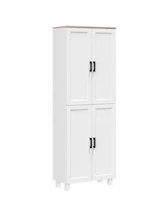 HOMCOM Freestanding Kitchen Cupboard, 4-Door Storage Cabinet Organizer with Adjustable Shelves White
