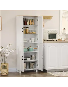 HOMCOM Freestanding Kitchen Cupboard, 4-Door Storage Cabinet Organizer with Adjustable Shelves White 2