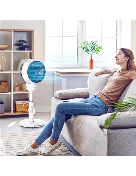 HOMCOM 9'' Air Circulator Fan 3 Speed 3 Mode, 70° Oscillation 90° Vertical Tilt, Height Adjustable, Remote Controller, for Livin