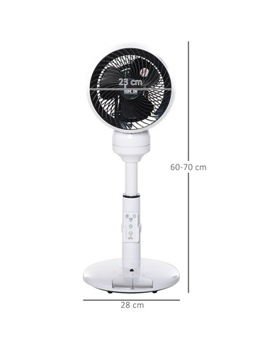 HOMCOM 9'' Air Circulator Fan 3 Speed 3 Mode, 70° Oscillation 90° Vertical Tilt, Height Adjustable, Remote Controller, for Livin