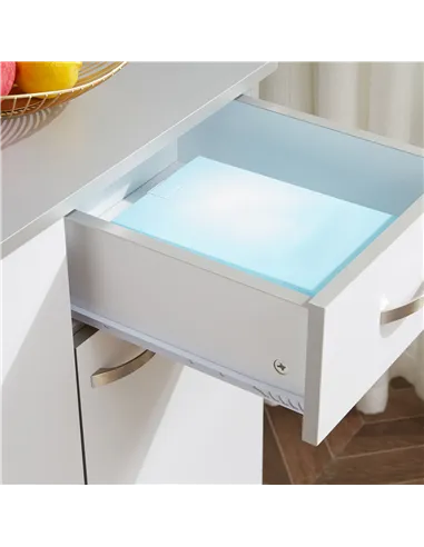 HOMCOM Kitchen Cupboard, Freestanding Kitchen Storage Cabinet with 6 Doors, Drawer, Adjustable Shelves and Open Countertop for D