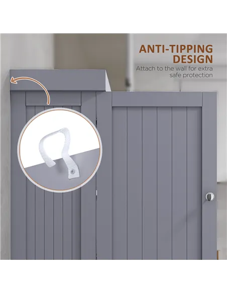 HOMCOM 180cm Freestanding Kitchen Cabinet, Modern Storage Cupboard with Open Countertop, Drawer and 6 Doors, Grey