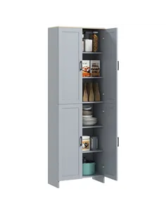 HOMCOM Freestanding Kitchen Cupboard, 4-Door Storage Cabinet with Adjustable Shelves, Modern Kitchen Pantry for Dining Room, 170