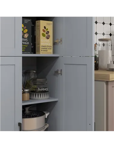 HOMCOM Freestanding Kitchen Cupboard, 4-Door Storage Cabinet with Adjustable Shelves, Modern Kitchen Pantry for Dining Room, 170