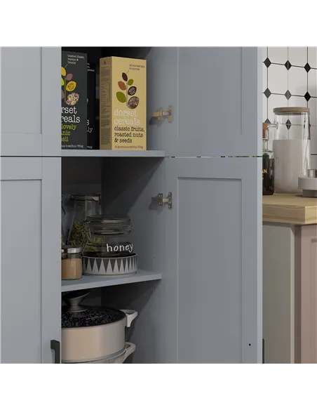 HOMCOM Freestanding Kitchen Cupboard, 4-Door Storage Cabinet with Adjustable Shelves, Modern Kitchen Pantry for Dining Room, 170