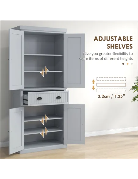 HOMCOM Freestanding Multi-Storage Kitchen Cabinet - Grey