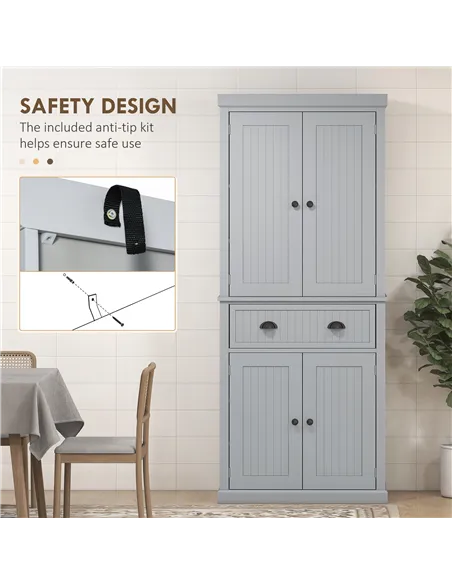 HOMCOM Freestanding Multi-Storage Kitchen Cabinet - Grey