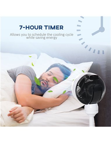 HOMCOM 9'' Air Circulator Fan 3 Speed 3 Mode, 70° Oscillation 90° Vertical Tilt, Height Adjustable, Remote Controller, for Livin