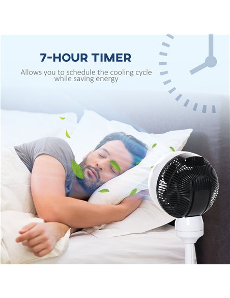 HOMCOM 9'' Air Circulator Fan 3 Speed 3 Mode, 70° Oscillation 90° Vertical Tilt, Height Adjustable, Remote Controller, for Livin