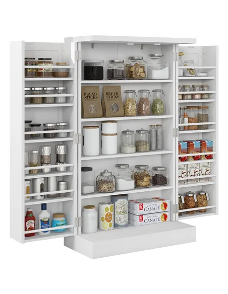 HOMCOM Freestanding Multi-Storage Kitchen Cupboard with Adjustable Shelves White