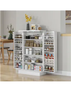 HOMCOM Freestanding Multi-Storage Kitchen Cupboard with Adjustable Shelves White 2