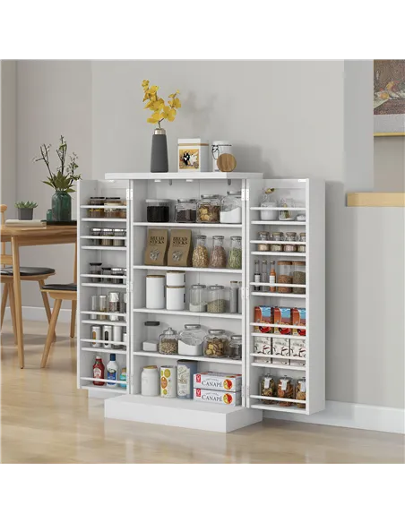 HOMCOM Freestanding Multi-Storage Kitchen Cupboard with Adjustable Shelves White