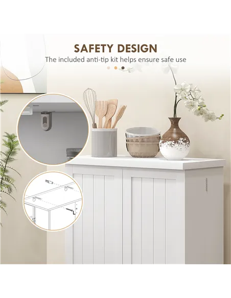 HOMCOM Freestanding Multi-Storage Kitchen Cupboard with Adjustable Shelves White