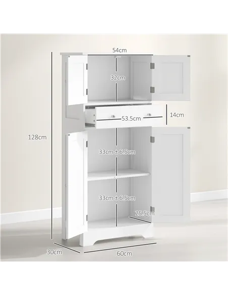 HOMCOM Multi-Storage Freestanding Kitchen Cabinet - White