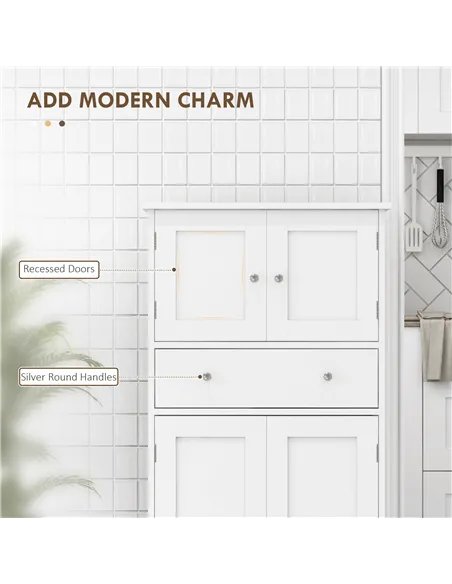 HOMCOM Multi-Storage Freestanding Kitchen Cabinet - White