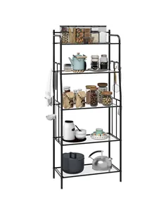 HOMCOM Five-Tier Steel Frame Kitchen Shelving Unit - Black
