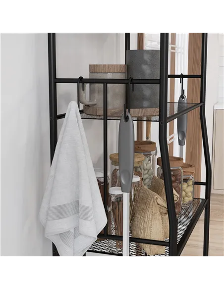 HOMCOM Five-Tier Steel Frame Kitchen Shelving Unit - Black