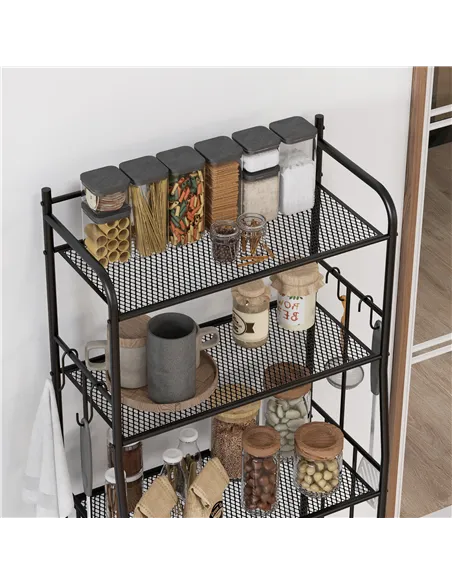 HOMCOM Five-Tier Steel Frame Kitchen Shelving Unit - Black