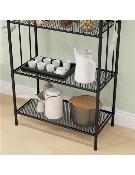 HOMCOM Five-Tier Steel Frame Kitchen Shelving Unit - Black